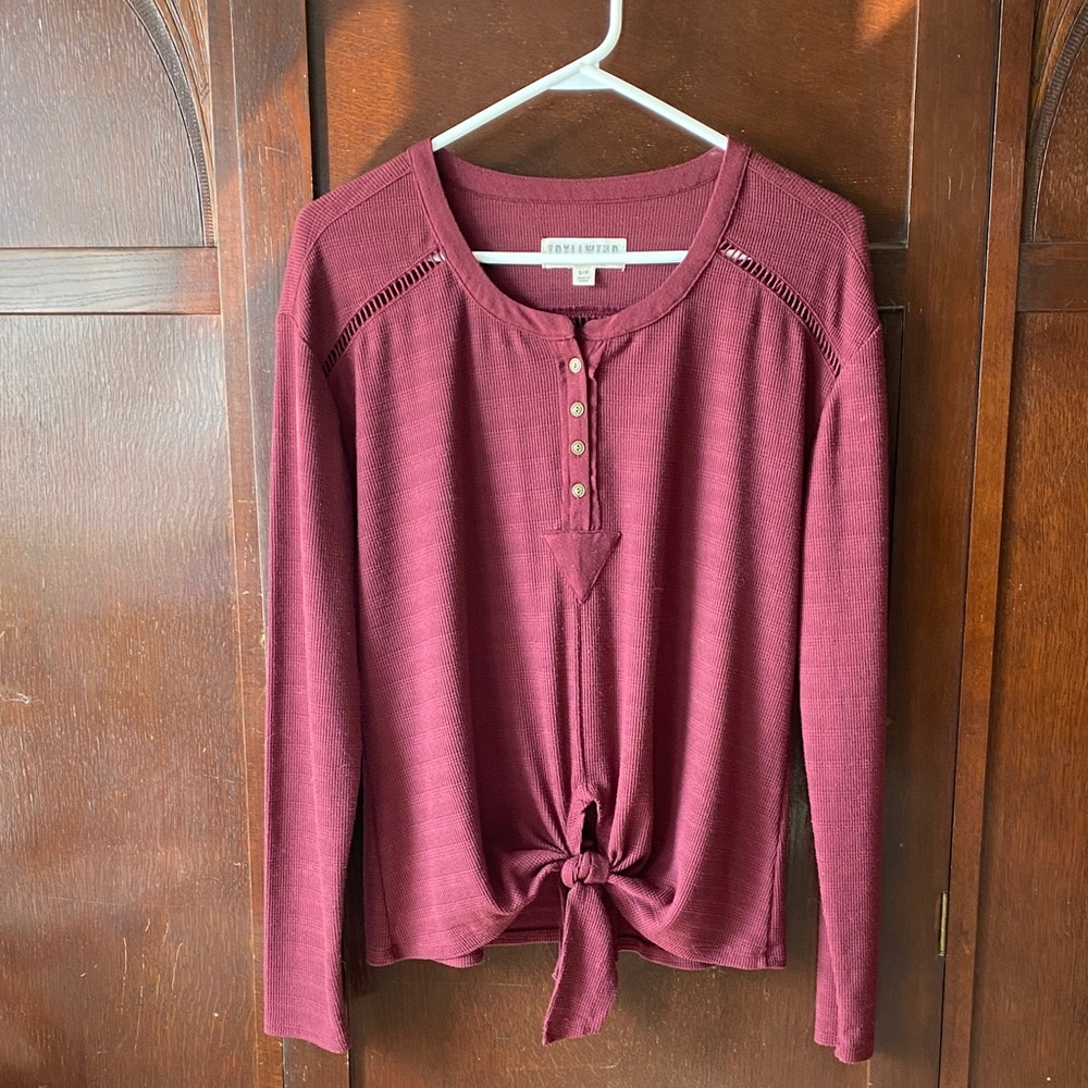 Elegant Burgundy Long Sleeve Blouse